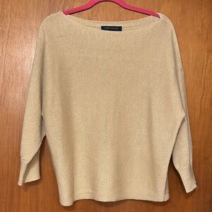 Tommy Hilfiger Tan Metallic Gold Speckled 3/4 Sleeve Sweater Size M